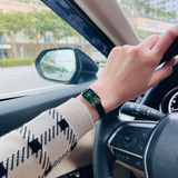 Daniel Wellington Quadro Pressed Melrose Emerald Green Dial Black Leather Strap Watch For Women - DW00100446 Authentic Buy Shop Now