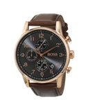 Hugo Boss Navigator Grey Dial Brown Leather Strap Watch for Men - 1513496 Authentic Buy Shop Now