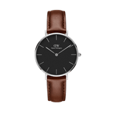 Daniel Wellington Classic Petite St Mawes Black Dial Brown Leather Strap Watch For Women - DW00100237 Authentic Buy Shop Now