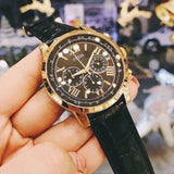 Guess Horizon Chronograph Quartz Black Dial Black Leather Strap Watch For Men - W0380G7 Authentic Buy Shop Now