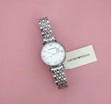 Emporio Armani Gianni T Bar White Marble Dial Silver Steel Strap Watch For Women - AR11170 Authentic Buy Shop Now