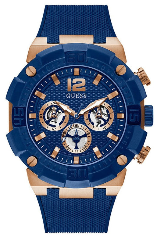 Guess Navigator Chronograph Blue Dial Blue Rubber Strap Watch for Men - GW0264G4 Authentic Buy Shop Now