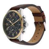 Tommy Hilfiger Dean Multifunctional Blue Dial Brown Leather Strap Watch for Men - 1791275 Authentic Buy Shop Now