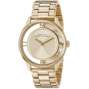 Marc Jacobs Marc Tether Transparent Gold Dial Gold Steel Strap Watch for Women - MBM3413 Authentic Buy Shop Now