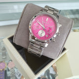Michael Kors Runway Chronograph Pink Dial Silver Steel Strap Watch for Women - MK6160 Authentic Buy Shop Now