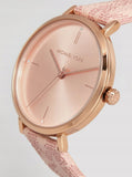 Michael Kors Jayne Three Hand Rose Gold Dial Pink Leather Strap Watch For Women - MK7130 Authentic Buy Shop Now