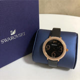 Swarovski Crystal Frost Black Dial Black Leather Strap Watch for Women - 5484058 Authentic Buy Shop Now