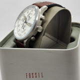 Fossil Retro Pilot Chronograph Silver Dial Brown Leather Strap Watch for Men - FS5809 Authentic Buy Shop Now