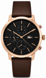 Lacoste Replay Chronograph Black Dial Brown Leather Strap Watch for Men - 2011257 Authentic Buy Shop Now