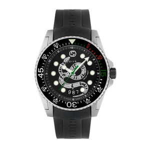 Gucci Dive Quartz Kingsnake Black Dial Black Rubber Strap Watch For Men - YA136217 Authentic Buy Shop Now