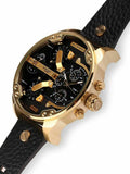 Diesel Mr Daddy Chronograph Black Dial Black Leather Strap Watch For Men - DZ7371 Authentic Buy Shop Now