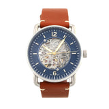 Fossil Commuter Automatic Skeleton Blue Dial Brown Leather Strap Watch for Men - ME3159 Authentic Buy Shop Now