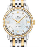 Omega De Ville Prestige Quartz Diamonds Mother of Pearl Dial Two Tone Steel Strap Watch for Women - 424.25.27.60.55.001 Authentic Buy Shop Now