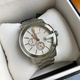 Gucci G Chrono Chronograph Silver Dial Silver Steel Strap Watch For Men - YA101201 Authentic Buy Shop Now