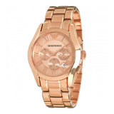 Emporio Armani Valente Chronograph Rose Gold Dial Rose Gold Steel Strap Watch For Men - AR0365 Authentic Buy Shop Now