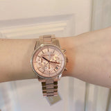 Michael Kors Ritz Chronograph Rose Gold Dial Rose Gold Steel Strap Watch For Women - MK6598 Authentic Buy Shop Now