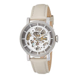 Fossil Boyfriend Automatic Skeleton Silver Dial White Leather Strap Watch for Women - ME3069 Authentic Buy Shop Now
