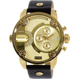 Diesel Mr Daddy Gold Dial Black Leather Strap Watch For Men - DZ7363 Authentic Buy Shop Now