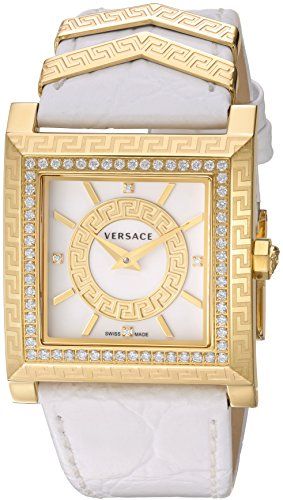 Versace DV25 Diamonds White Dial White Leather Strap Watch For Women - VQF060015 Authentic Buy Shop Now