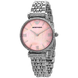 Emporio Armani Gianni T Bar Pink Mother of Pearl Dial Silver Steel Strap Watch For Women - AR1779 Authentic Buy Shop Now