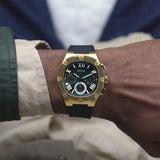 Guess Headliner Multifunction Green Dial Black Silicone Strap Watch For Men - GW0571G3 Authentic Buy Shop Now