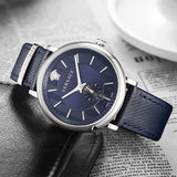 Versace Menifesto Quartz Blue Dial Blue Leather Strap Watch For Men - VBQ01017 Authentic Buy Shop Now