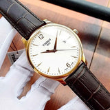 Tissot T Classic Tradition White Dial Brown Leather Strap Watch For Men - T063.610.36.037.00 Authentic Buy Shop Now