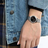 Guess Chelsea Crystals Black Dial Silver Mesh Bracelet Watch For Women - W0647L5 Authentic Buy Shop Now