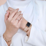 Daniel Wellington Quadro Melrose Black Dial Rose Gold Mesh Bracelet Watch For Women - DW00100432 Authentic Buy Shop Now