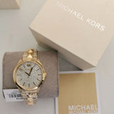 Michael Kors Runway Mercer Crystals Silver Dial Gold Steel Strap Watch For Women - MK6715 Authentic Buy Shop Now