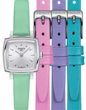 Tissot T Lady Lovely Square Silver Dial Light Green Leather Strap Watch for Women - T058.109.16.031.01 Authentic Buy Shop Now