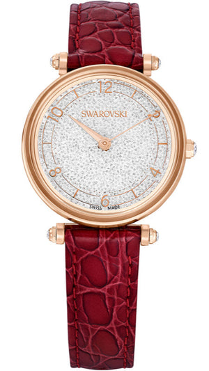 Swarovski Crystalline Wonder Silver Dial Red Leather Strap Watch for Women - 5656905 Authentic Buy Shop Now