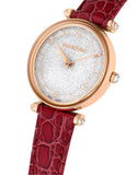Swarovski Crystalline Wonder Silver Dial Red Leather Strap Watch for Women - 5656905 Authentic Buy Shop Now