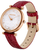 Swarovski Crystalline Wonder Silver Dial Red Leather Strap Watch for Women - 5656905 Authentic Buy Shop Now