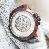 Maserati Ingegno Automatic White Skeleton Dial Brown Leather Strap Watch For Men - R8821119003 Authentic Buy Shop Now