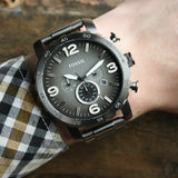 Fossil Nate Chronograph Gunmetal Dial Grey Steel Strap Watch for Men - JR1437 Authentic Buy Shop Now
