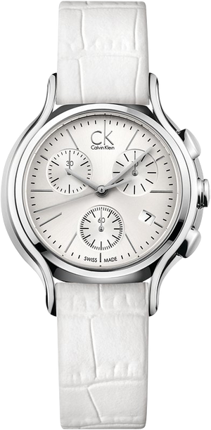 Calvin Klein Skirt White Dial White Leather Strap Watch for Women - K2U291L6 Authentic Buy Shop Now