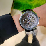 Tommy Hilfiger Keagan Quartz Grey Dial Black Leather Strap Watch for Men - 1791289 Authentic Buy Shop Now