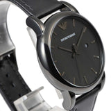 Emporio Armani Classic Black Dial Black Leather Strap Watch For Men - AR1732 Authentic Buy Shop Now