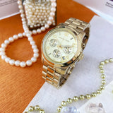 Michael Kors Runway Chronograph Gold Dial Gold Steel Strap Watch For Women - MK7323 Authentic Buy Shop Now