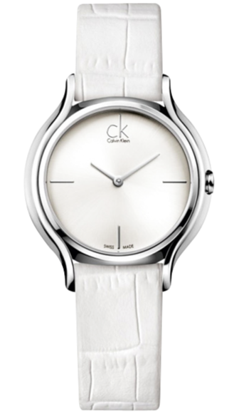Calvin Klein Skirt White Dial White Leather Strap Watch for Women - K2U231K6 Authentic Buy Shop Now