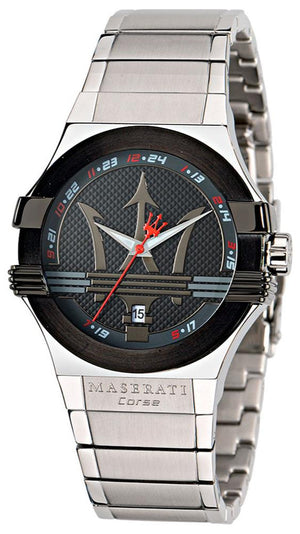 Maserati Potenza Black Dial Silver Steel Strap Watch For Men - R8853108001 Authentic Buy Shop Now