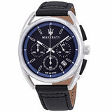 Maserati Trimarano Chronograph Black Dial Black Leather Strap Watch For Men - R8871632001 Authentic Buy Shop Now