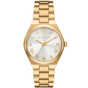 Michael Kors Lennox Three Hand Silver Dial Gold Steel Strap Watch For Women - MK7391 Authentic Buy Shop Now