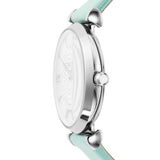 Emporio Armani Gianni T Bar Analog Crystals Silver Dial Blue Leather Strap Watch For Women - AR11443 Authentic Buy Shop Now