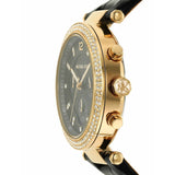 Michael Kors Parker Chronograph Black Dial Black Leather Strap Watch For Women - MK6984 Authentic Buy Shop Now