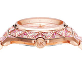 Michael Kors Raquel Three-Hand Crystals Pink Dial Rose Gold Steel Strap Watch For Women - MK7343 Authentic Buy Shop Now