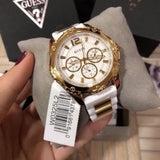 Guess Intrepid White Dial Two Tone Silicone Strap Watch For Women - W0325L2 Authentic Buy Shop Now