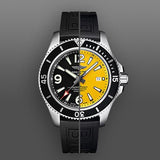 Breitling Superocean Automatic 44mm Yellow Dial Black Rubber Strap Watch for Men - A17367021I1S1 Authentic Buy Shop Now
