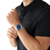 Michael Kors Slim Runway Analog Blue Dial Silver Steel Strap Watch for Men - MK1060 Authentic Buy Shop Now